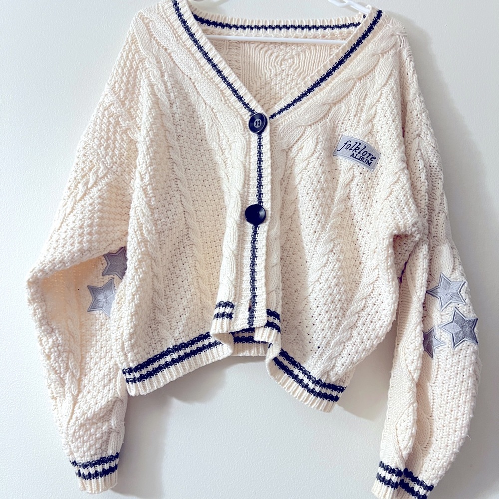 Taylor Swift Original Folklore Album Patch Authentic The Cardigan Knit Sweater